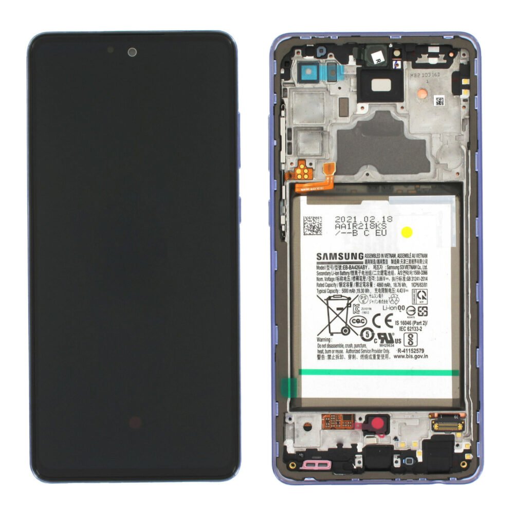 samsung a72 lcd violet service pack w frame a725f gh82 25541c