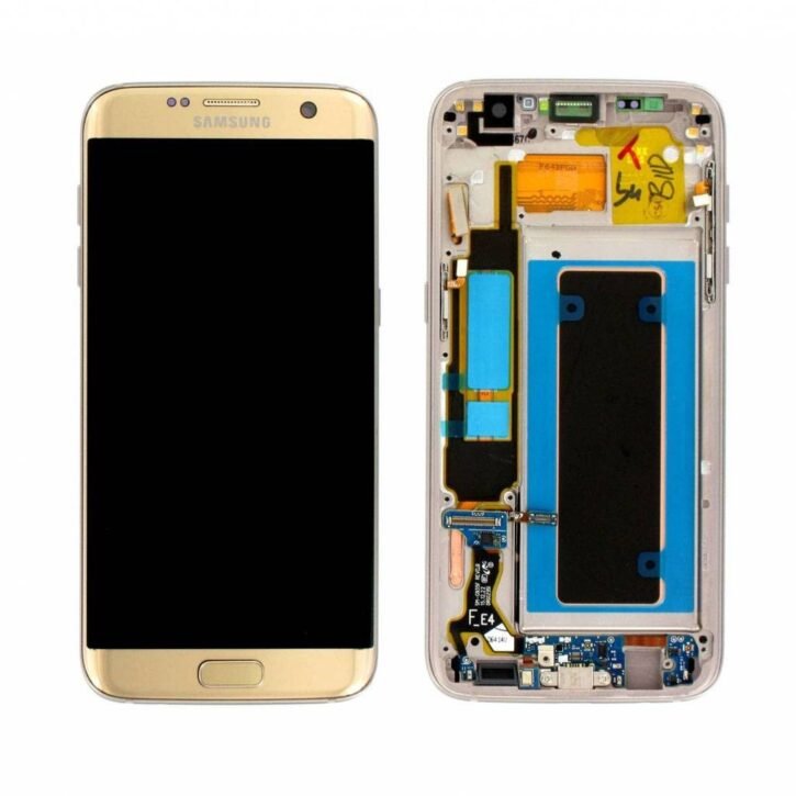 samsung s7 edge lcd gold service pack w frame g935f gh97 18533c