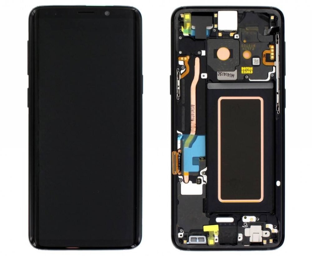 samsung s9 lcd black service pack w frame g960f gh97 21696a