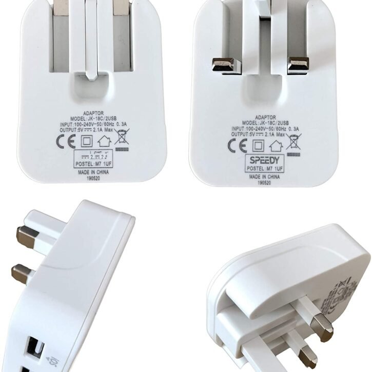 speedy slim folding dual usb 21a mains charger